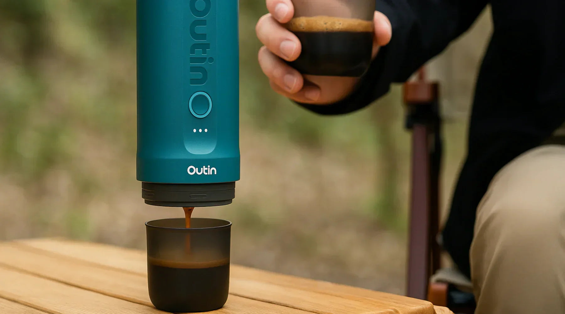 OutIn Nano - draagbare elektrische espressomachine - stijlvol en solide OutIn Nano - draagbare elektrische espressomachine - stijlvol en solide