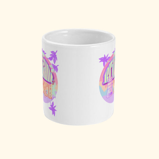 Koffie mok met koffie tekst voor moederdag van de Baristashop en Geertjandebaristaman. Produchtafbeelding vooraanzicht.