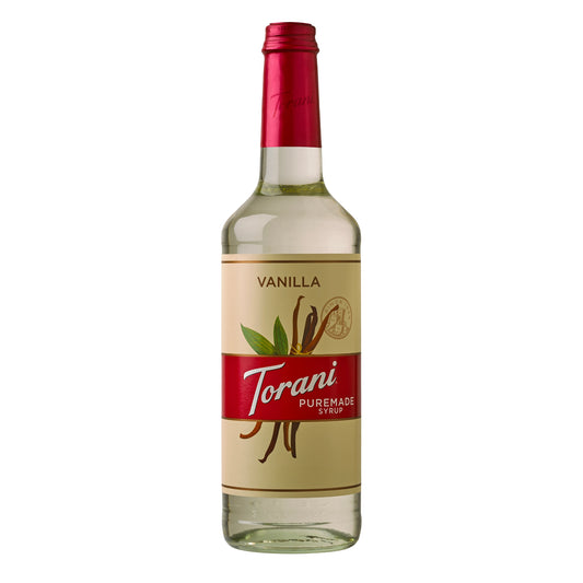 Fles Torani PureMade Vanilla siroop – premium vanillesiroop voor koffie.