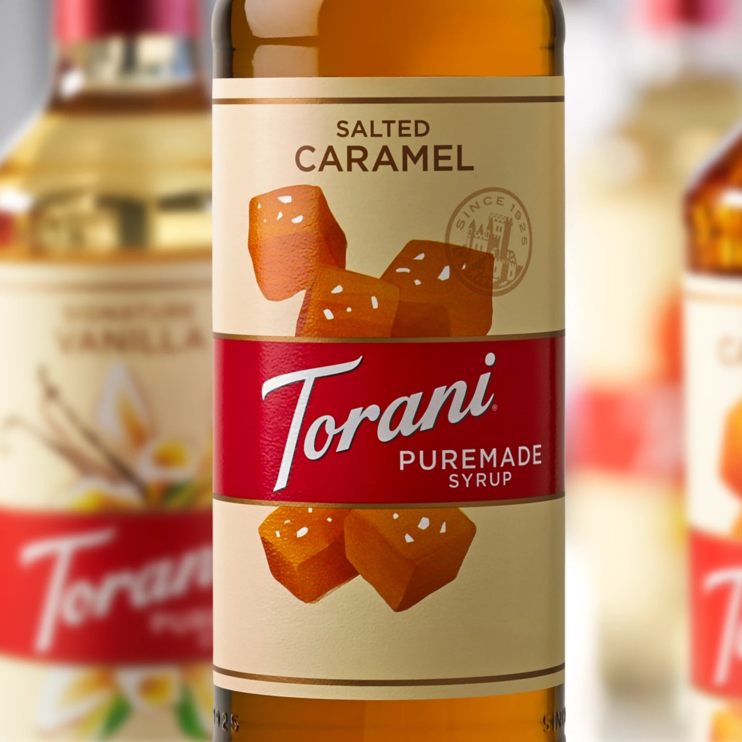 GMO-vrije ingrediรซnten in Torani Salted Caramel Siroop