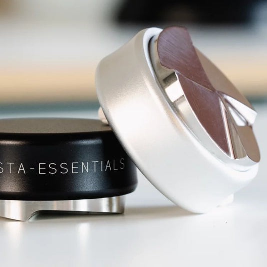 Verstelbare zilveren koffieverdeler 53,3mm, compatibel met Sage en Breville espressomachines.