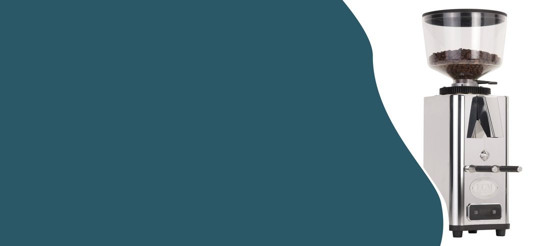 ECM S-Automatik 64 koffiemolen met digitaal display en traploze maalgraadinstelling voor nauwkeurige espresso-bereiding thuis.