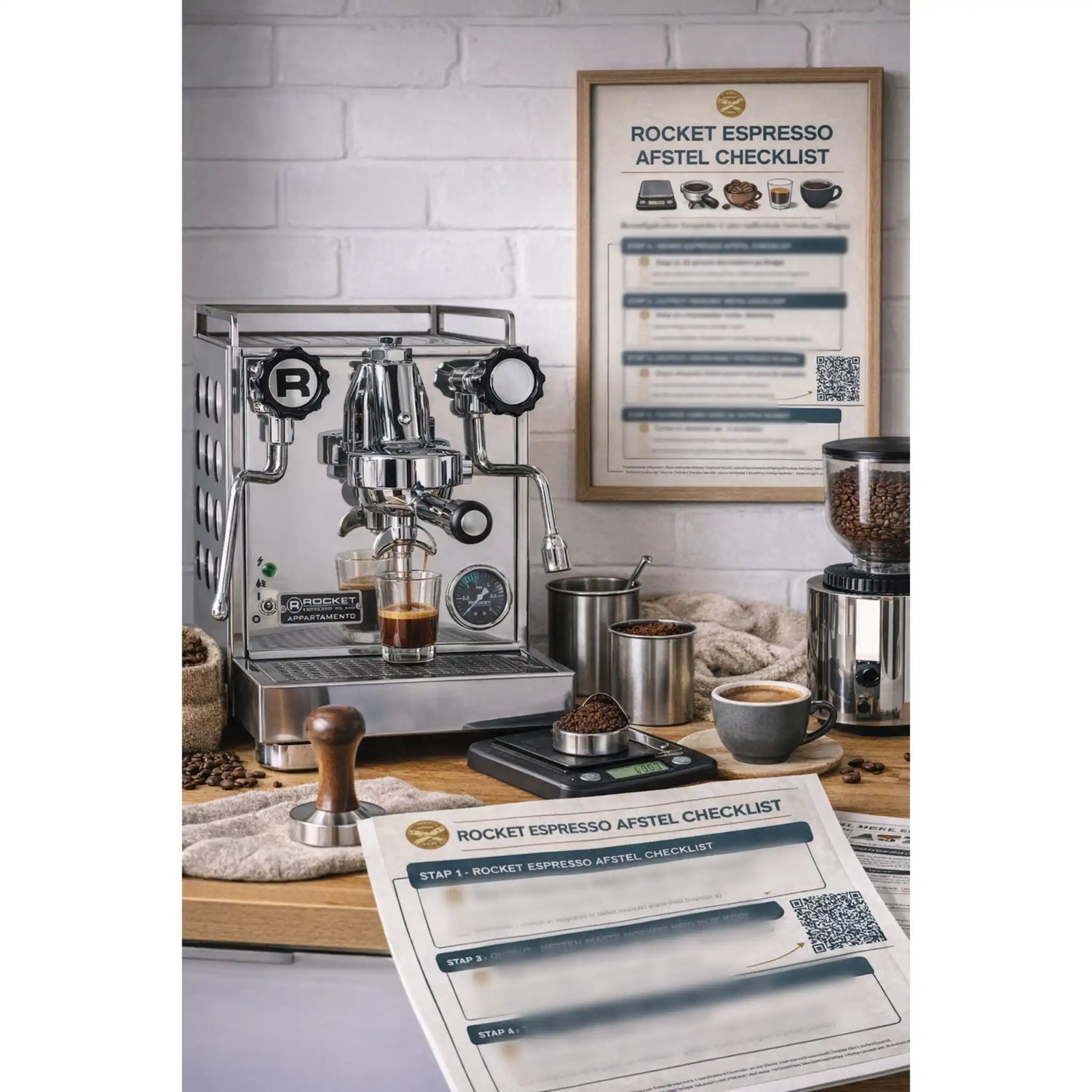 Collectie met stappenplannen, checklists en schema's voor Espresso Afstellen per Merk – PDF Checklists