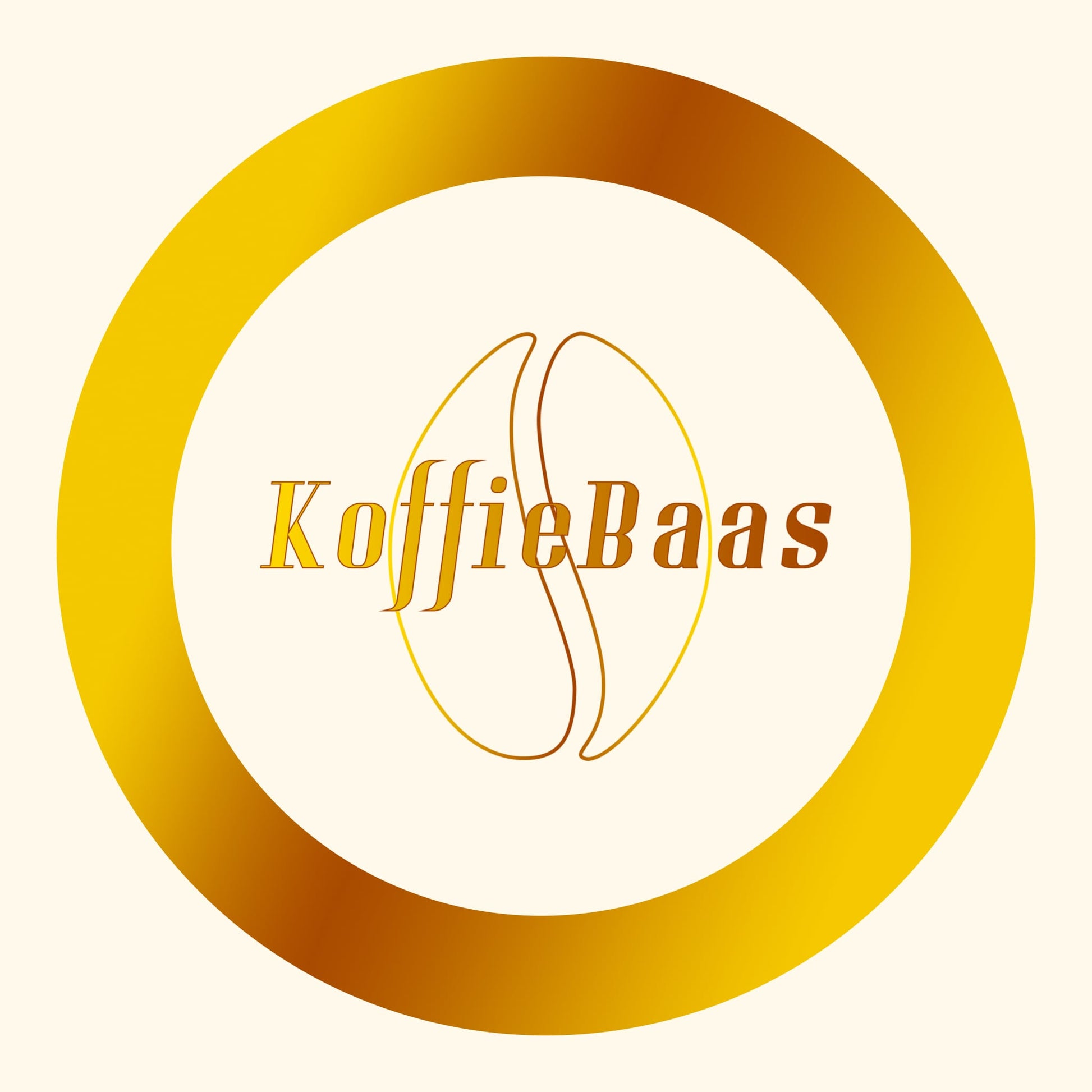 Vooraanzicht van een digitaal ontwerp van een koffieboon en de tekst KoffieBaas voor op een hoodie.