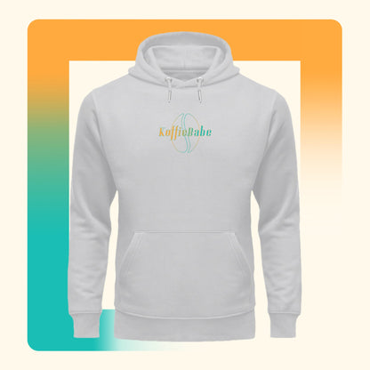 Koffie Babe Hoodie Unisex Organic grijs. Productafbeelding vooraanzicht.