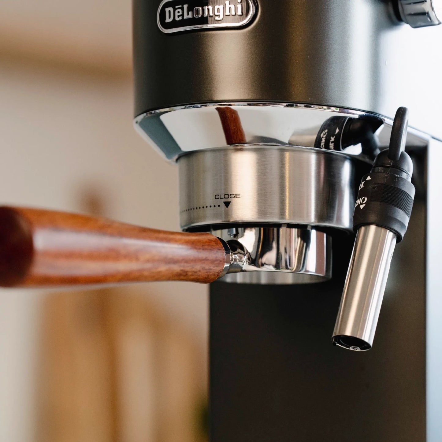 Naked filterdrager hout van 51mm voor de'longhi dedica espressomachine 3.