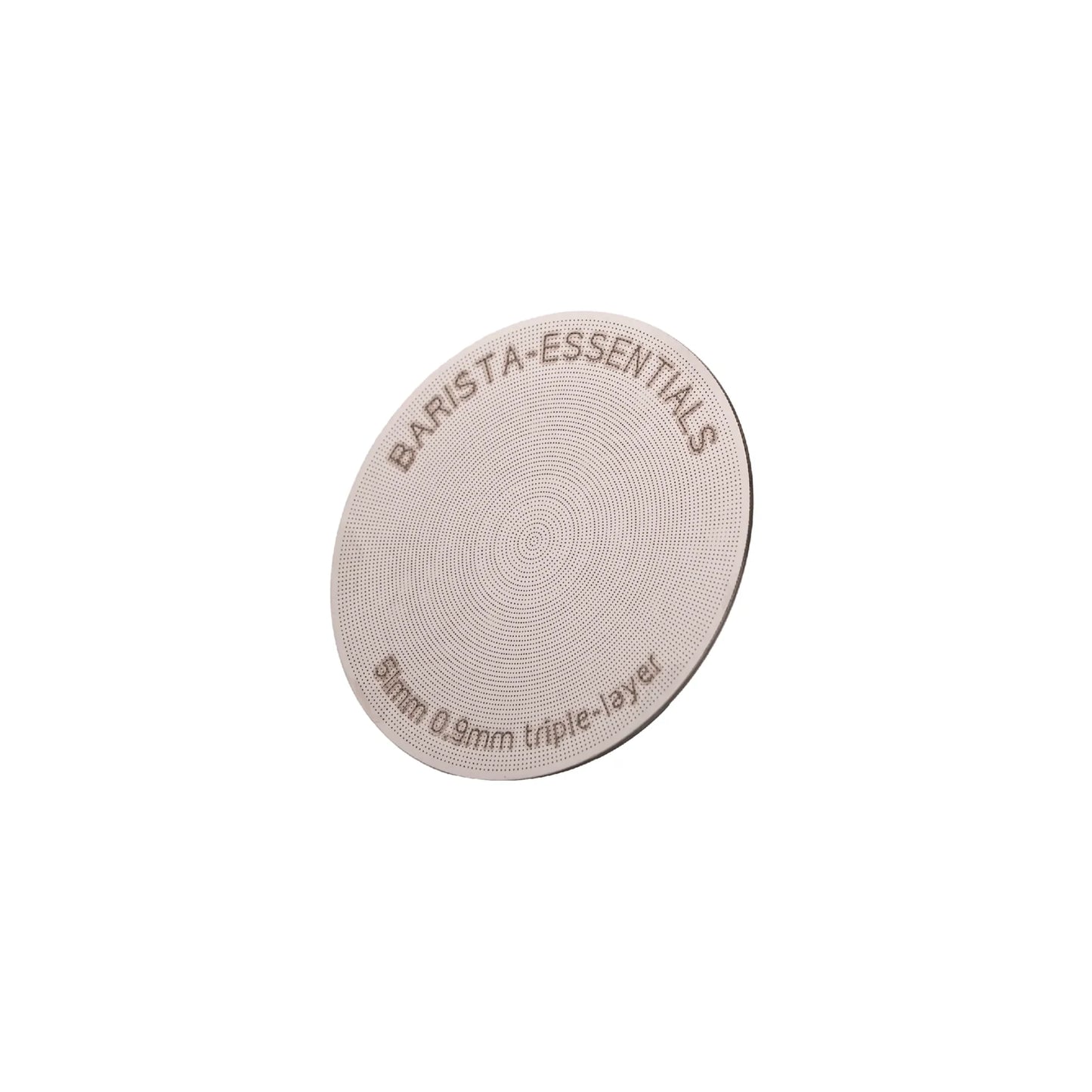 Barista Essentials Puck Screen V2 51mm van RVS met triple-layer filter voor compacte portafilter espressomachines.