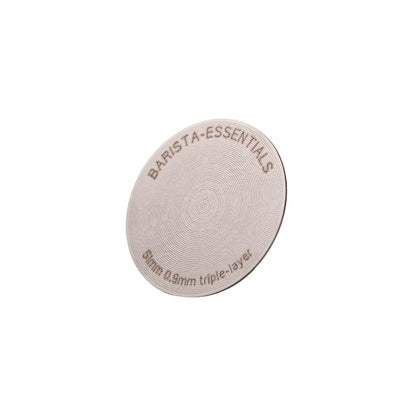 Barista Essentials Puck Screen V2 51mm van RVS met triple-layer filter voor compacte portafilter espressomachines.