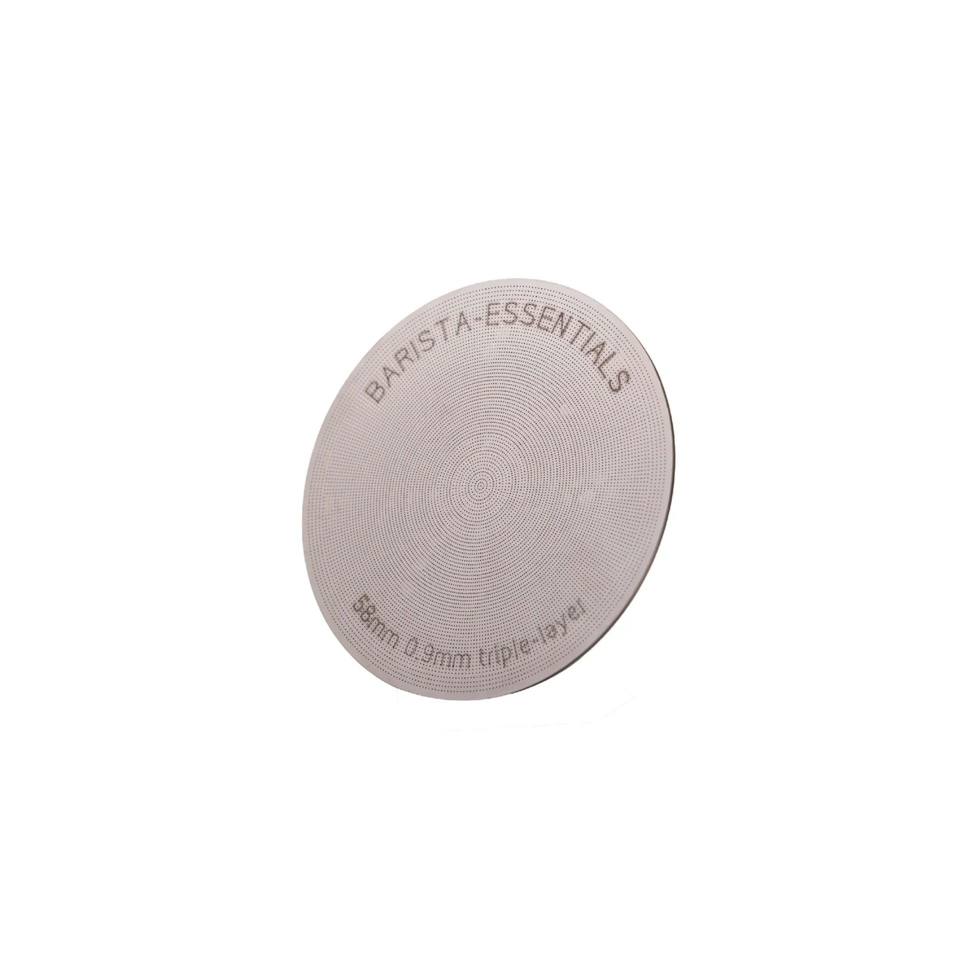 Barista-Essentials Puck Screen V2 58 mm van RVS met magneet voor Quick Mill espressomachines.