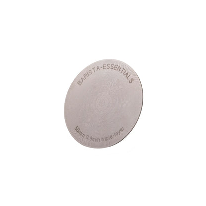 Barista-Essentials Puck Screen V2 58 mm van RVS met magneet voor Quick Mill espressomachines.