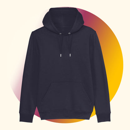 Blauwe Koffie Hoodie Met Originele Koffie Tekst Your Coffee My Passion. Vooraanzicht.