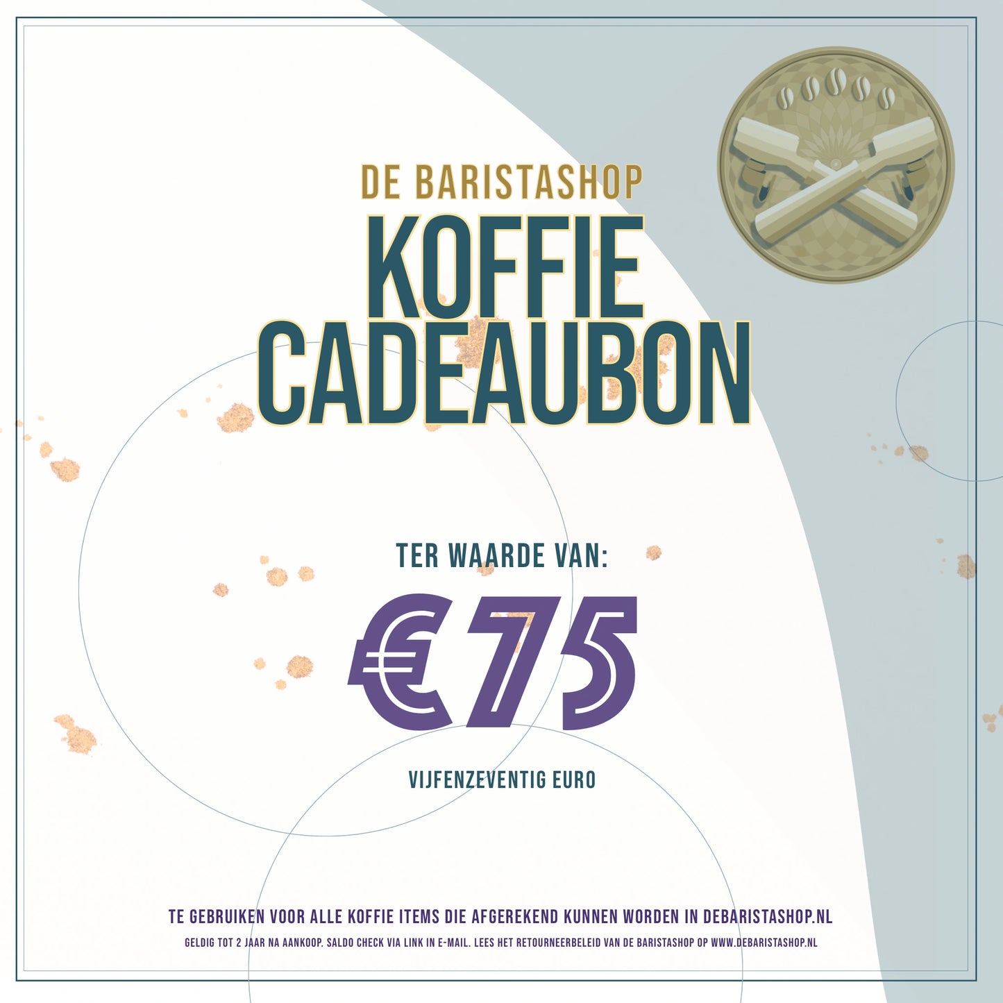 Cadeaubon waardebon giftcard koffie barista 75 euro koffieliefhebber.