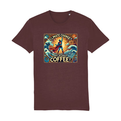 eco vriendelijk superheld klimaatverandering koffie design tshirt rood Barista Shop