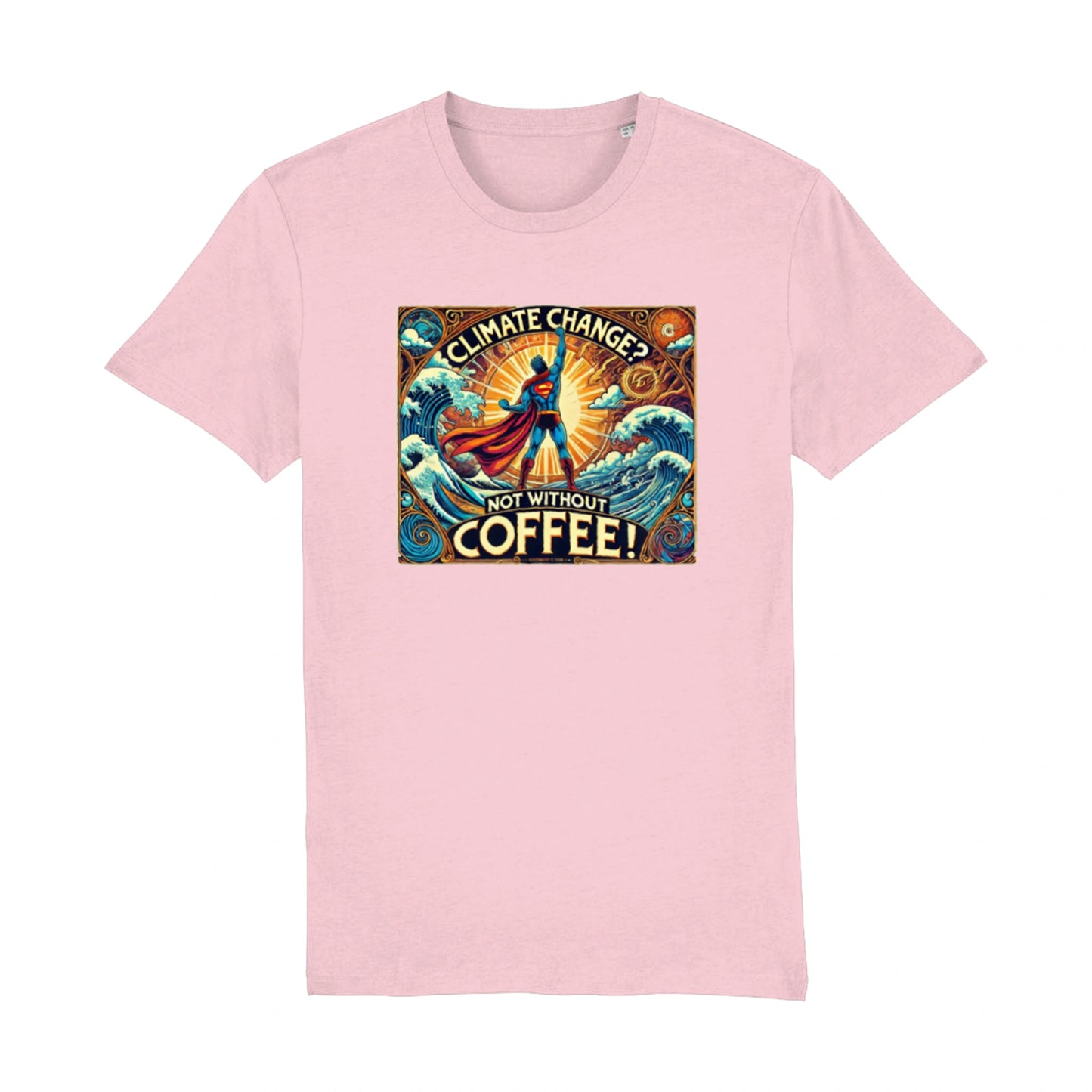 eco vriendelijk superheld klimaatverandering koffie design tshirt roze Barista Shop