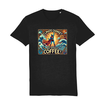 eco vriendelijk superheld klimaatverandering koffie design tshirt zwart Barista Shop