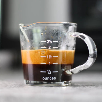 Espresso shotglas 70ml met dubbele schenktuit voor nauwkeurige maatverdeling van de Barista Shop 2