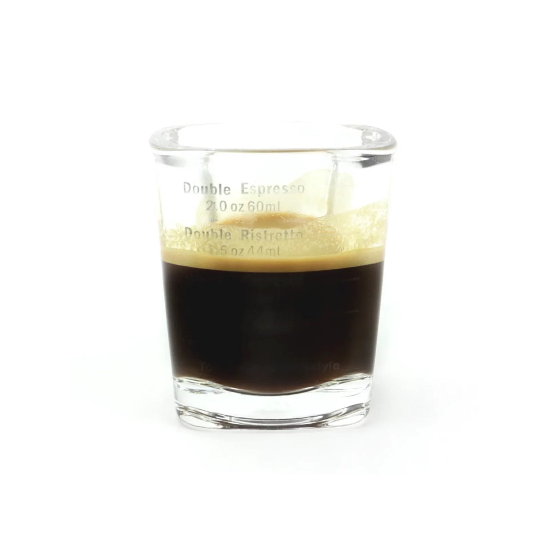 Espresso shotglas van Barista Essentials maatglas koffie 60ml met maatstreepjes voor perfecte crema van de Barista Shop