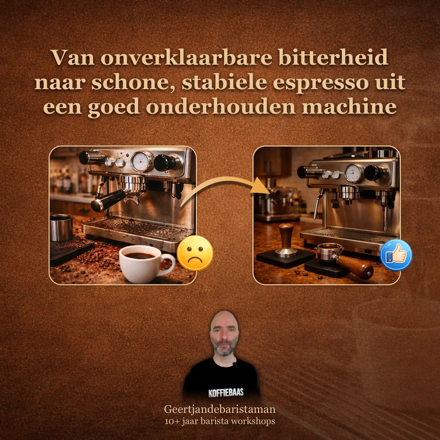 Van vervuilde espressomachine met bittere smaak naar schone machine met heldere espresso smaak