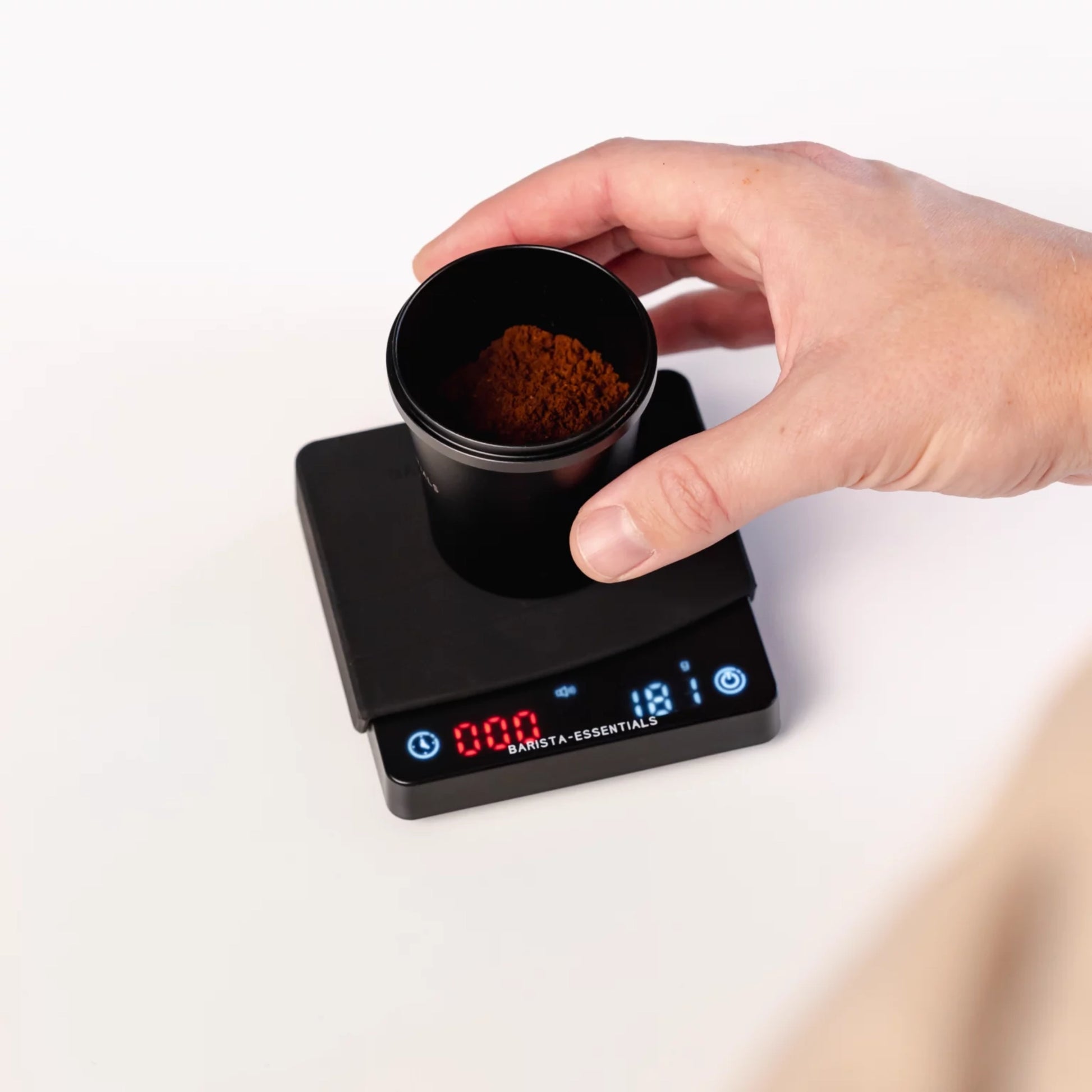 Espresso weegschaal mini met timer voor precisie en oplaadbaar van de Barista Shop 5