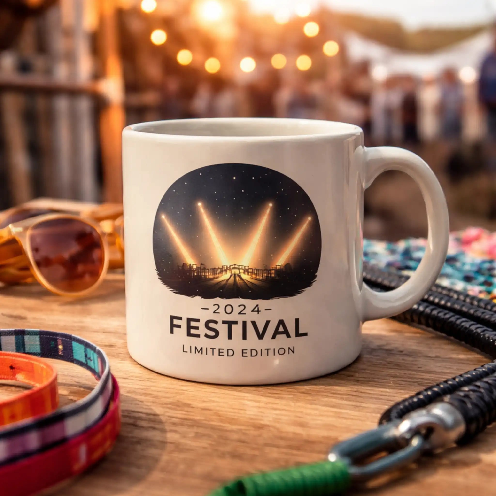 Festival merchandise mok in limited edition uitvoering, gepersonaliseerd voor events en tijdelijke campagnes met professionele kwaliteit.