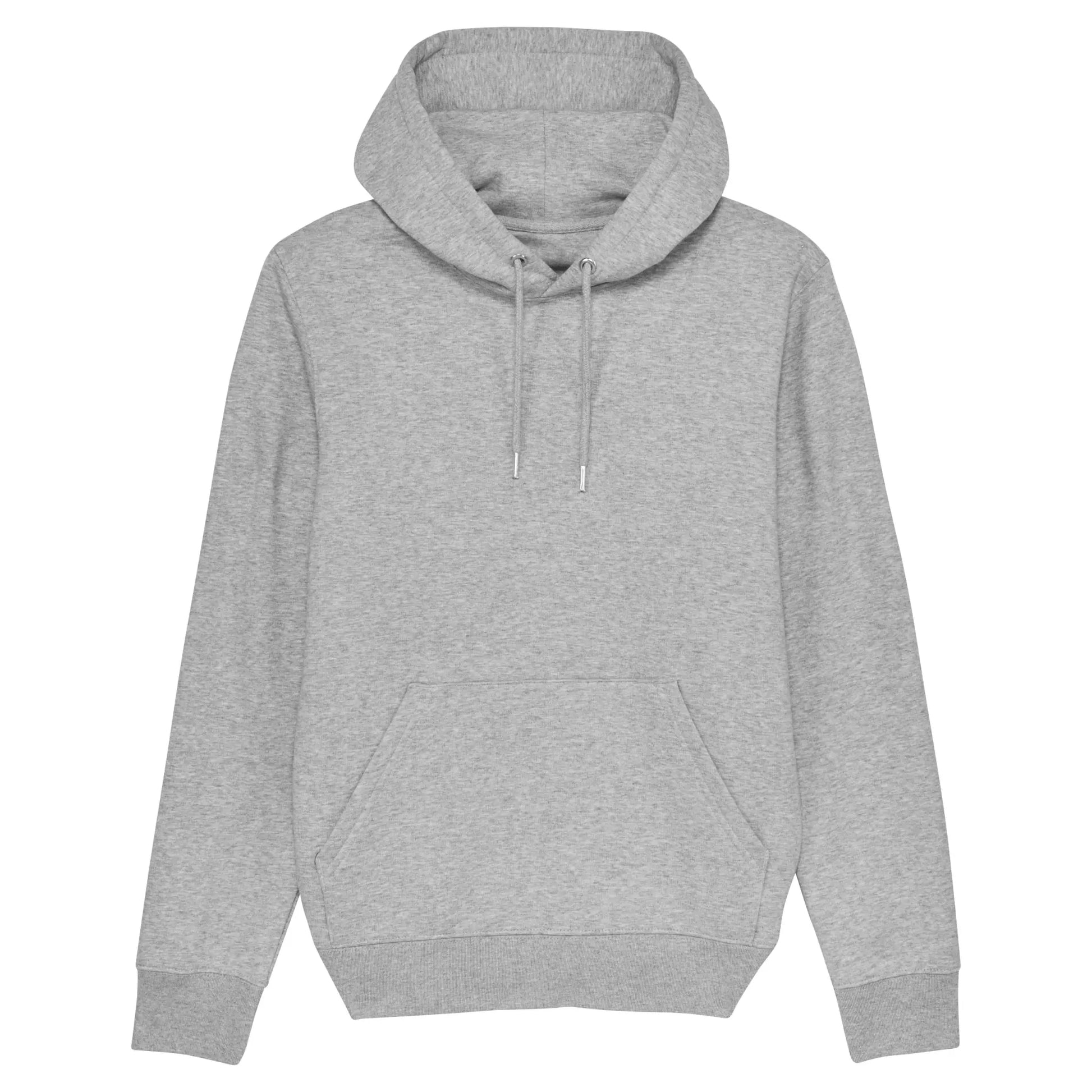 Hoodie organic grijs met koffie afbeelding Bubble Me quote op rug. Productafbeelding achterkant 8.