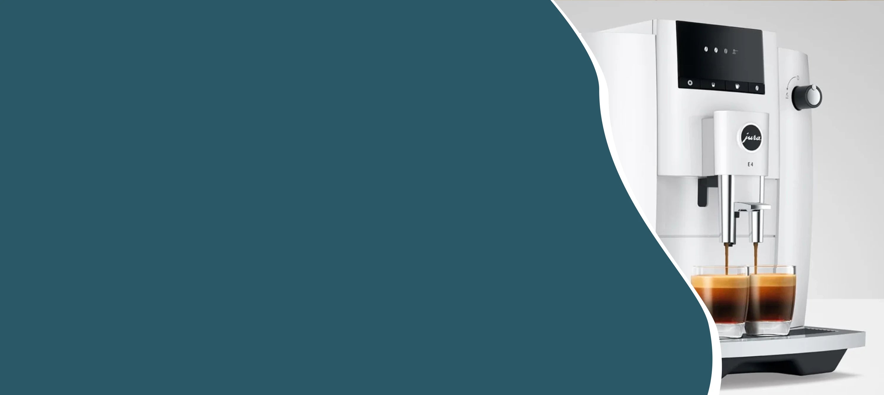 Jura E4 koffiemachine zet twee espresso’s zonder melkopschuimer – ideaal voor pure americano’s en zwarte koffie.