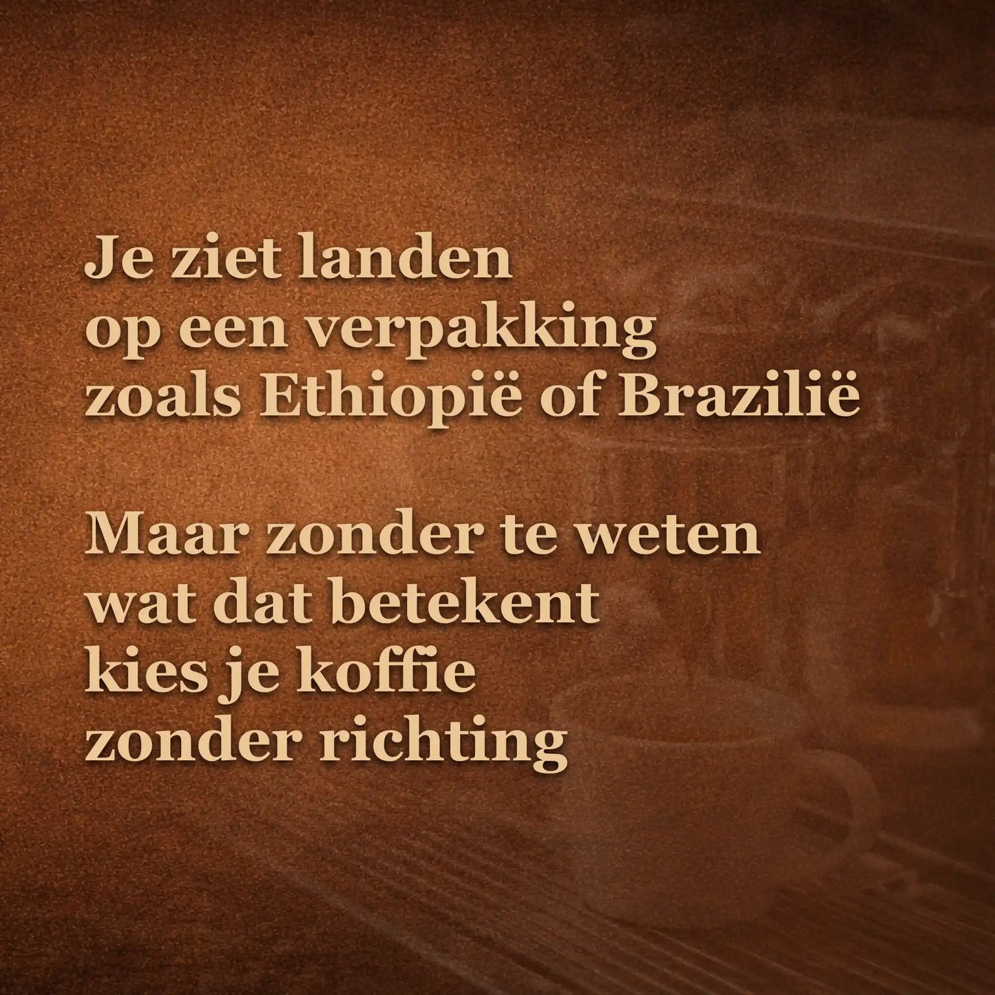 Koffiedrinker die landen zoals Ethiopië of Brazilië ziet op verpakking maar niet weet wat dit betekent voor de smaak van koffie
