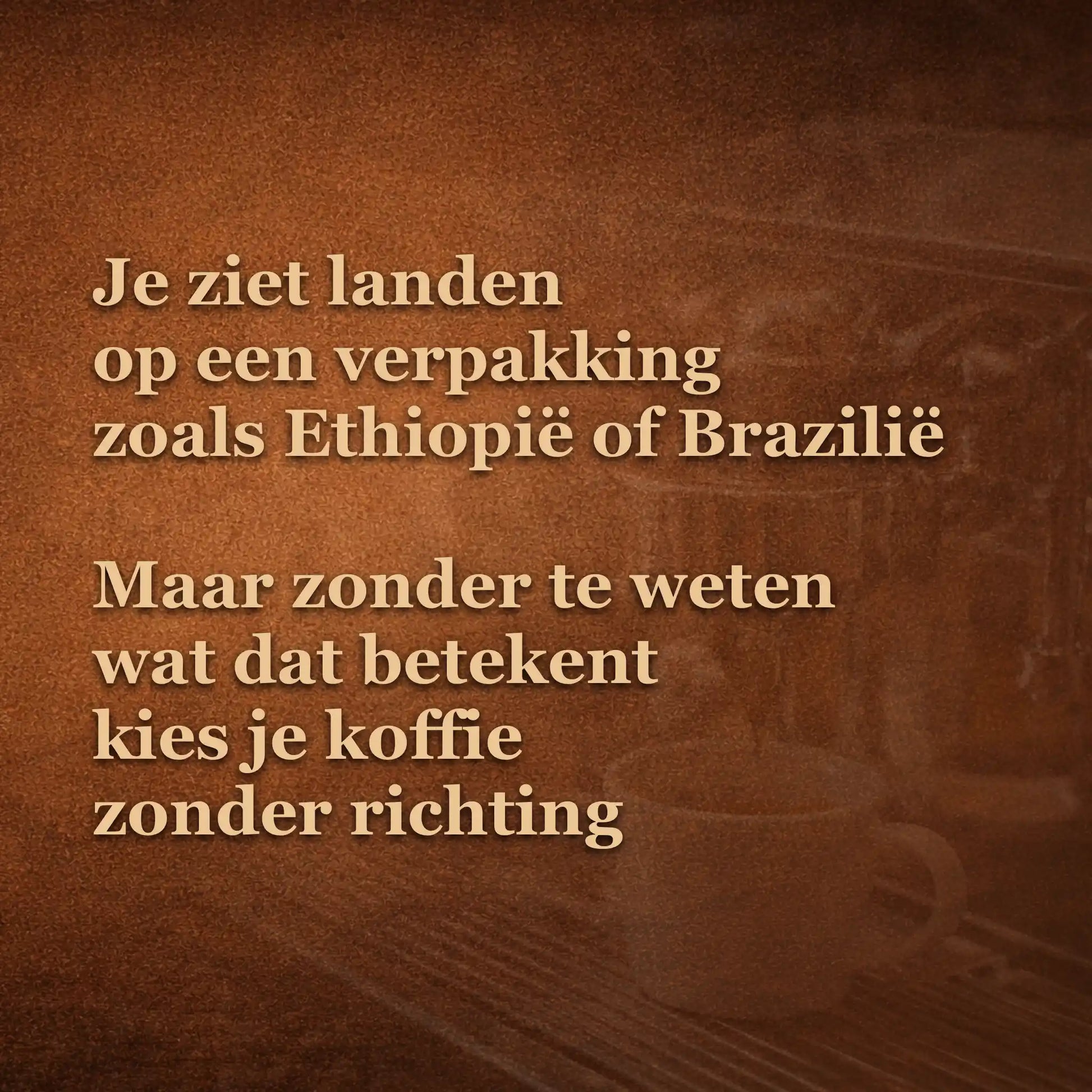 Koffiedrinker die landen zoals Ethiopië of Brazilië ziet op verpakking maar niet weet wat dit betekent voor de smaak van koffie