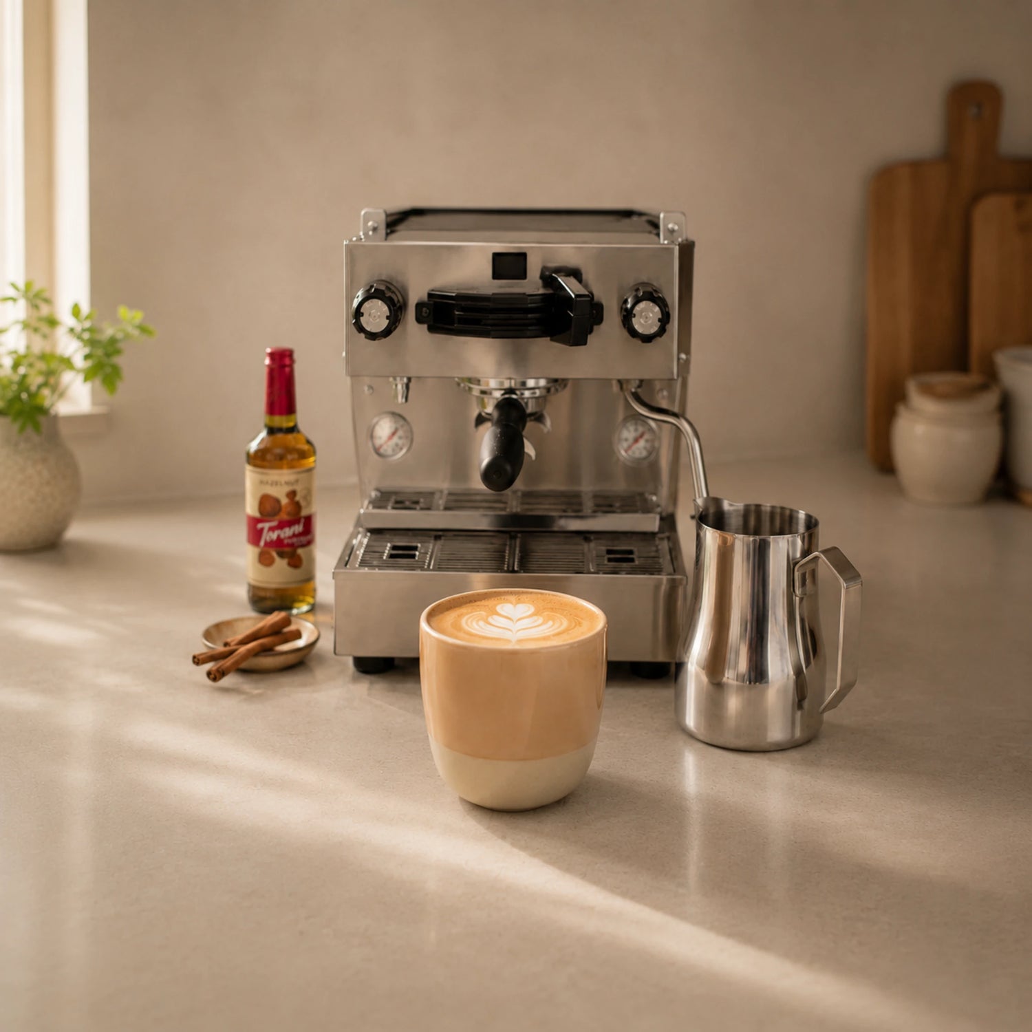 Latte variaties thuis maken met Torani koffiesiroop espresso en goed geschuimde melk
