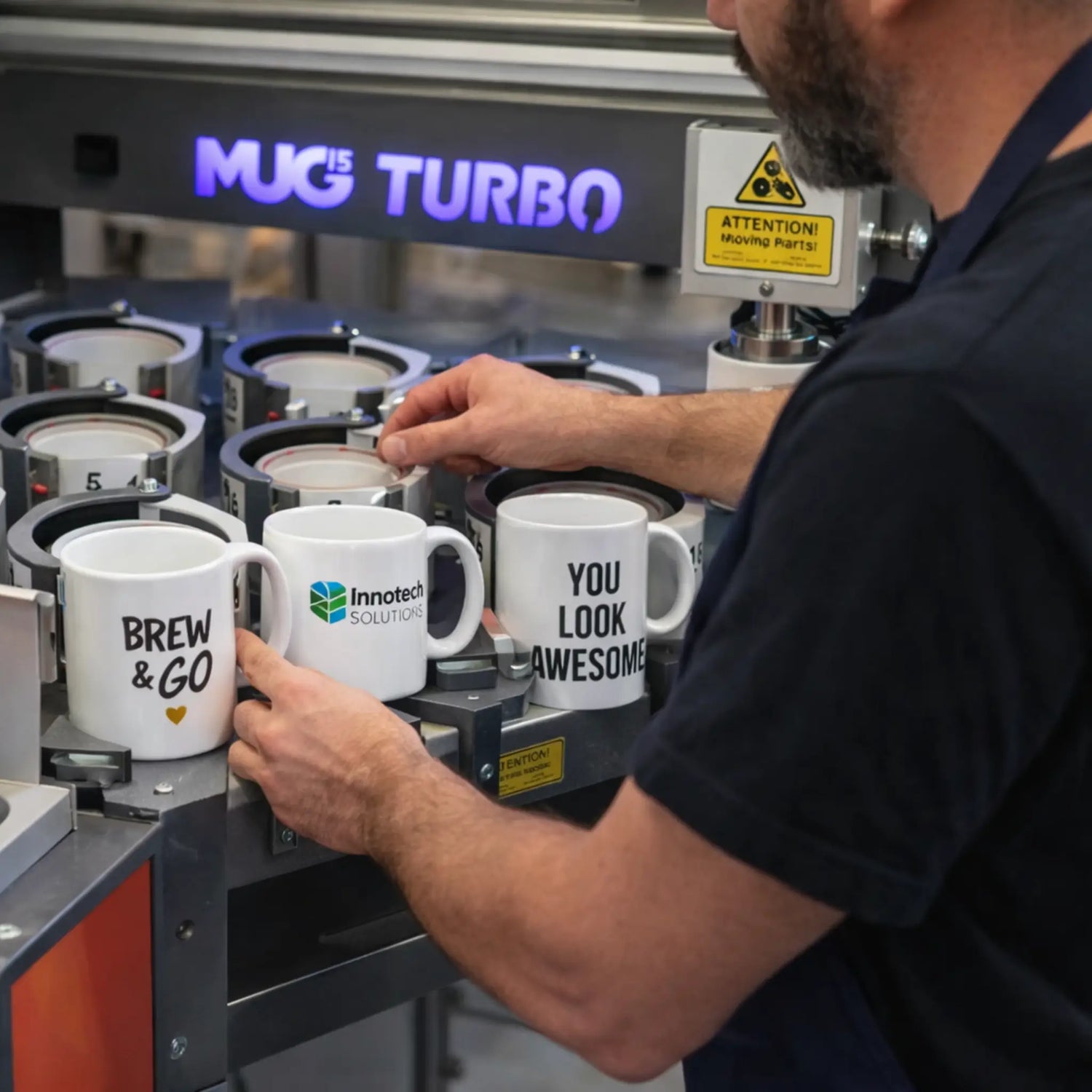 MUG15 Turbo sublimatiepers met 15 verwarmingsstations voor seriematige productie van gepersonaliseerde mokken