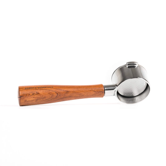 Naked portafilter 51 mm hout voor DeLonghi Icona Vintage: los op een witte achtergrond