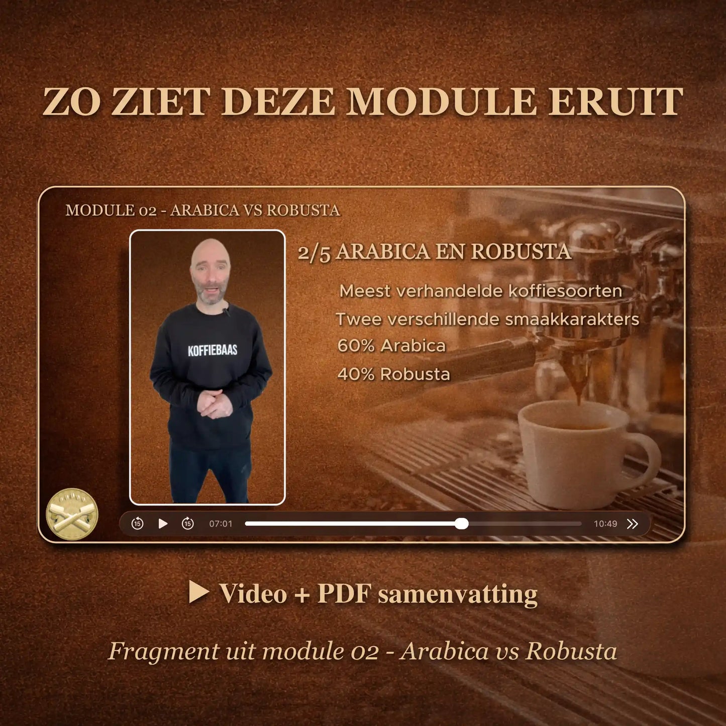 Preview van online barista module over arabica en robusta inclusief video en pdf samenvatting voor espresso thuis