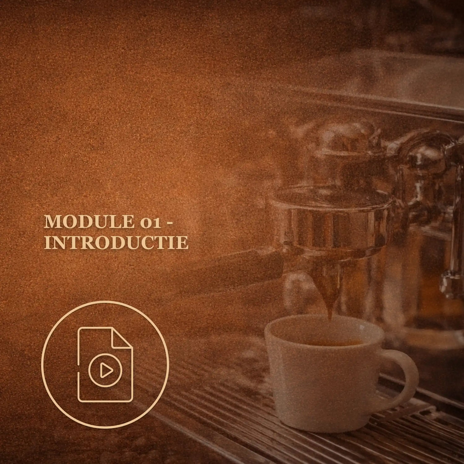Online koffietraining module 01: introductie tot de espressocursus, met visuele ondersteuning voor het begrijpen en toepassen van betere espresso en koffiezetmethodes.