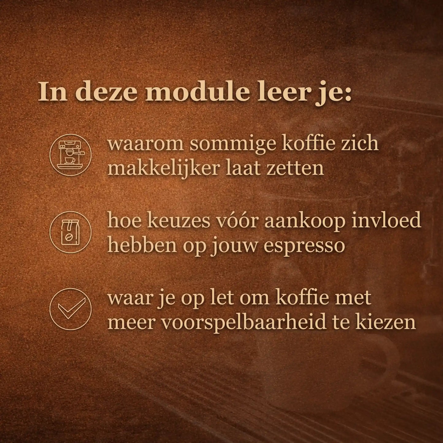 Overzicht van wat je leert over oogstmethoden en koffiemerken en hoe deze de kwaliteit en zetbaarheid van espresso beïnvloeden