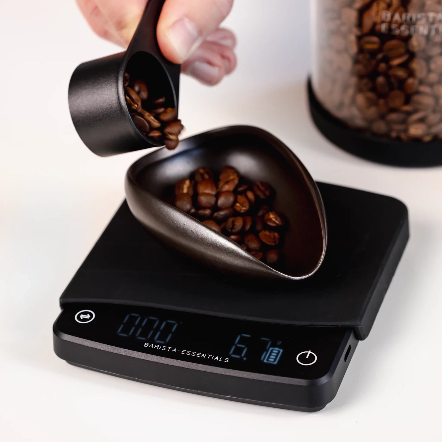 Oplaadbare weegschaal met auto timer voor koffie en espresso extractie van de Barista Shop4