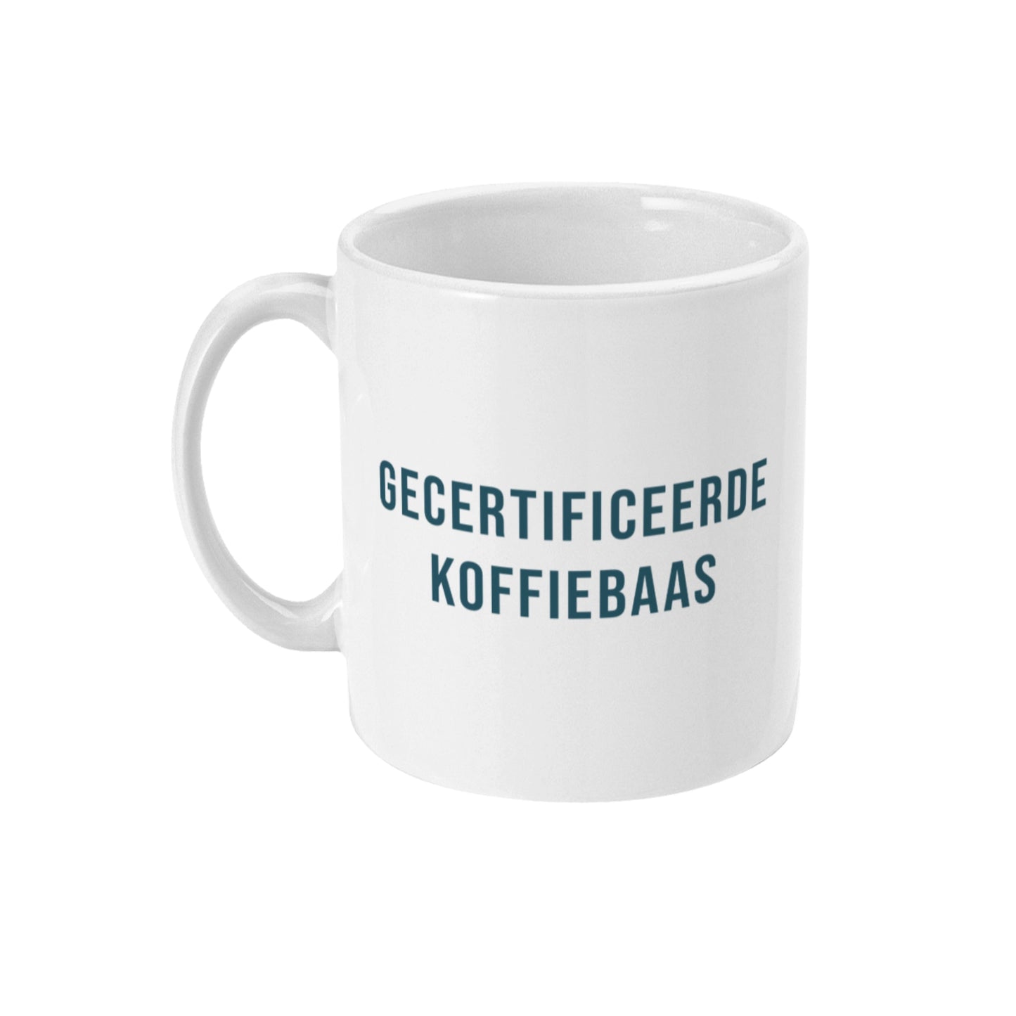 Persoonlijke koffie mok met naam en tekst gecertificeerde koffiebaas