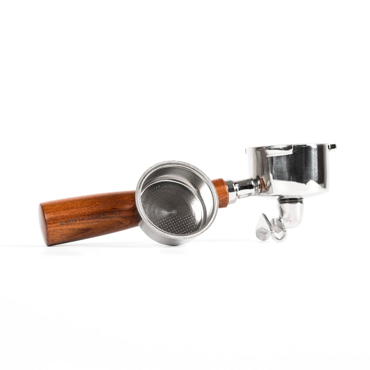 Portafilter dubbele uitloop 51 mm hout: houder met los filterbakje