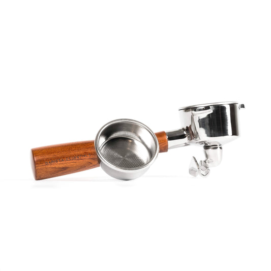 Portafilter dubbele uitloop 54 mm hout: houder met los filterbakje