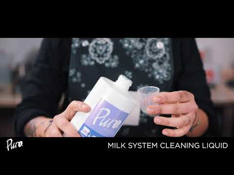 Puro vloeibaar reinigingsmiddel voor espresso melk systeem. Onderhoud en schoonmaakmiddel van de Baristashop en Geertjandebristaman. YouTube video - How to clean steam wands.