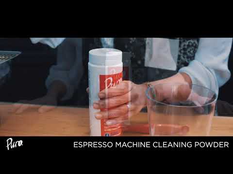 Puro espresso machine cleaner voor de espressomachine. Een reiniging, onderhoud en schoonmaakmiddel voor espresso apparaten van de Baristashop en Geertjandebaristaman. Youtube video - How to soak portafilters and filter baskets.