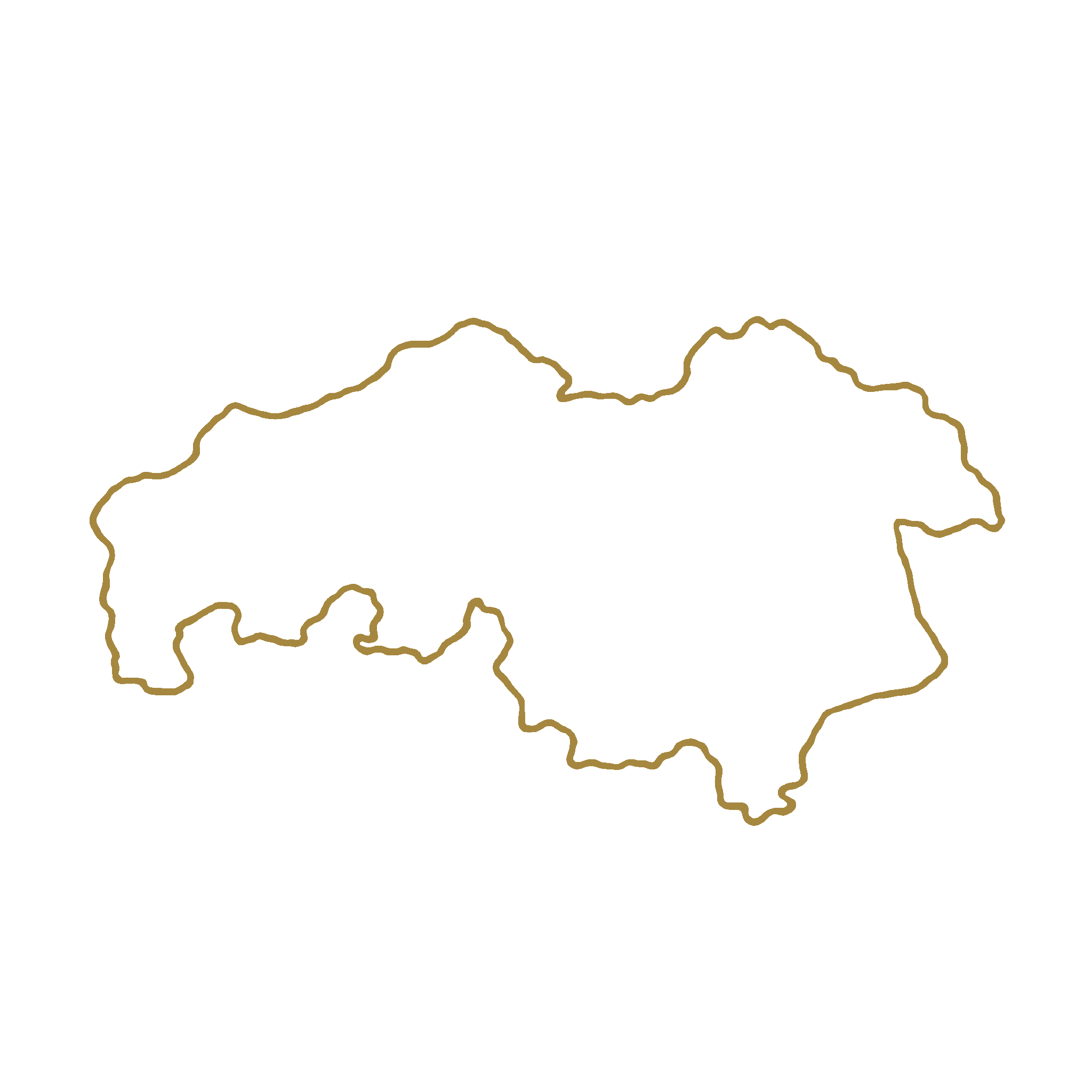Contourlogo van de provincie Noord-Brabant met een goudkleurige lijn.