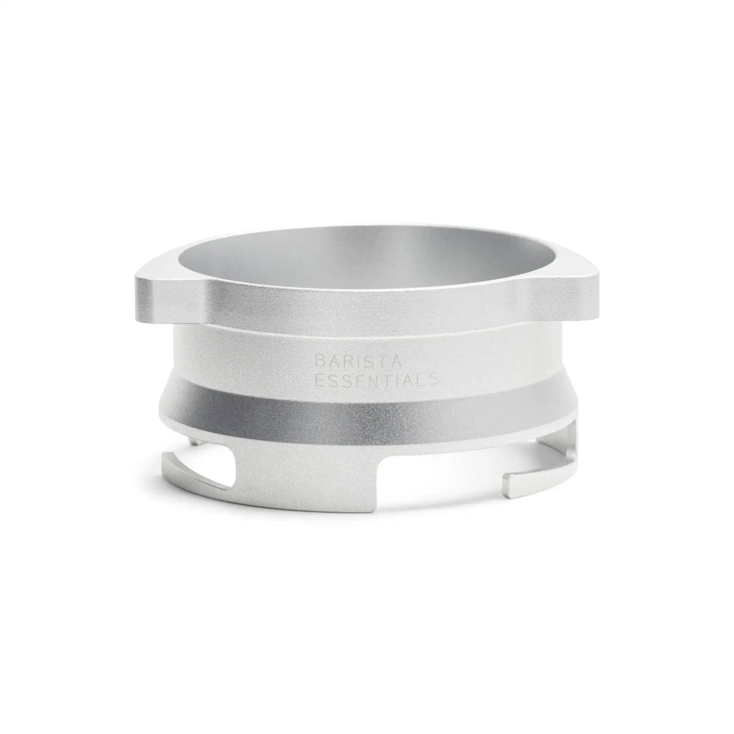 Productfoto van een zilverkleurige 53,3 mm doseerring (Barista Essentials) voor Sage Barista Express/Pro/Touch, geïsoleerd op een witte achtergrond.