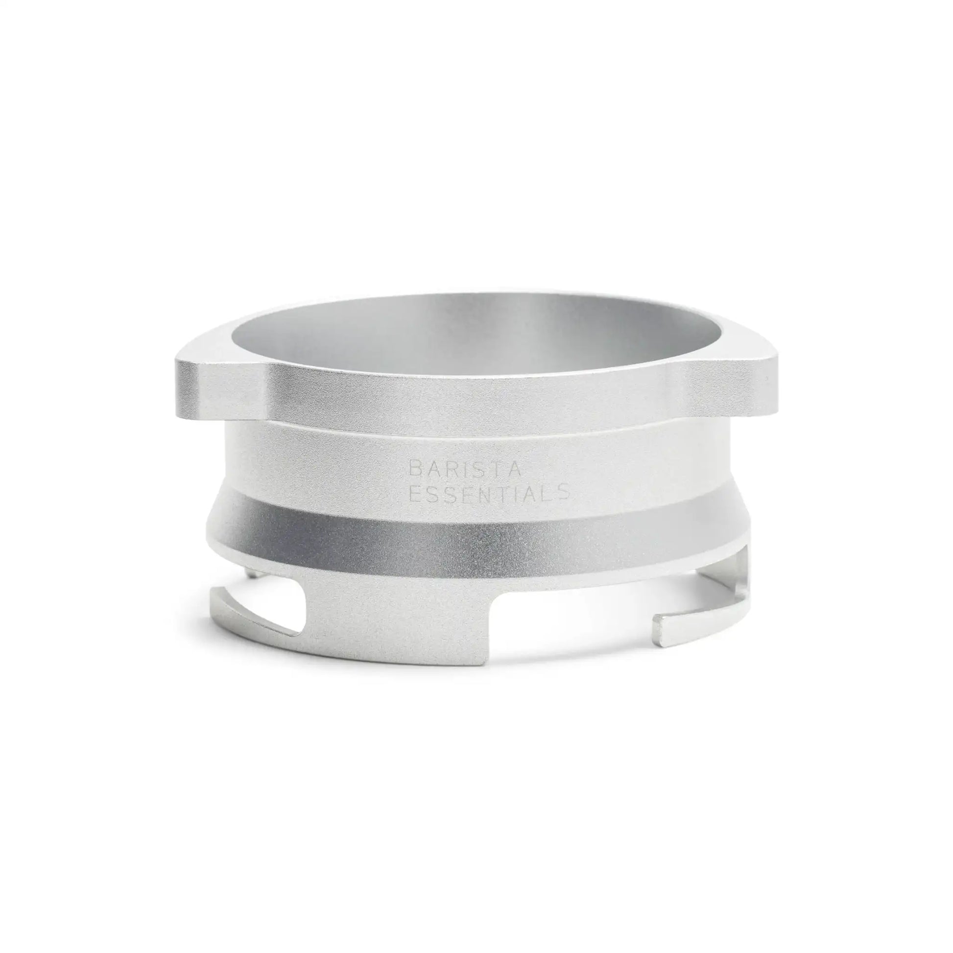 Productfoto van een zilverkleurige 53,3 mm doseerring (Barista Essentials) voor Sage Barista Express/Pro/Touch, geïsoleerd op een witte achtergrond.