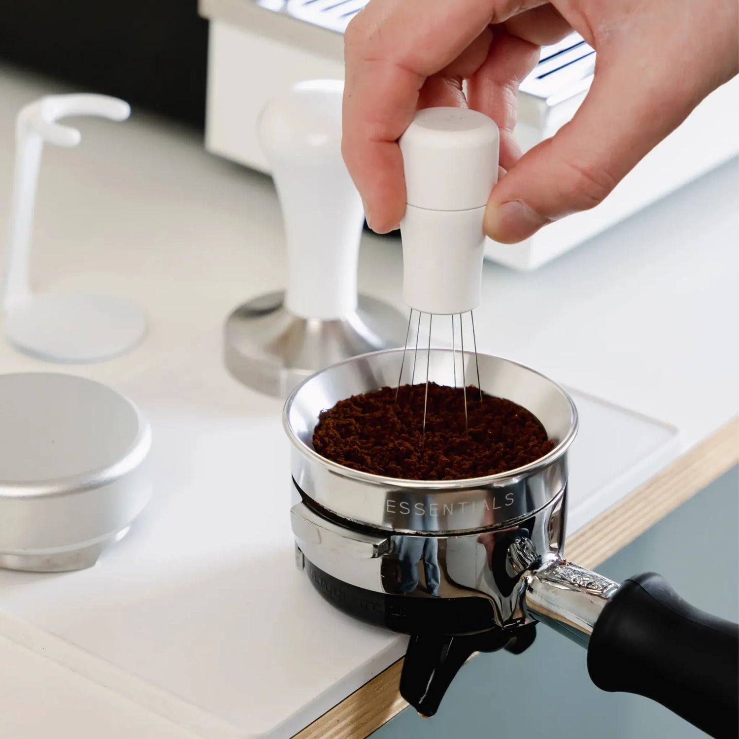 Tampermat wit beschermt het werkblad tijdens tamping