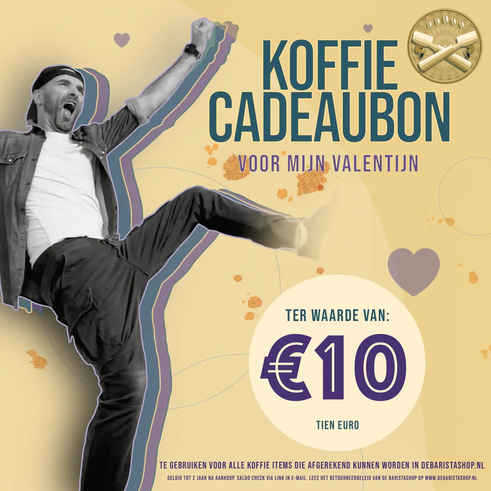 Valentijn Cadeaubon 10 euro Online Versturen naar Koffieliefhebbers! Productafbeelding voorkant.