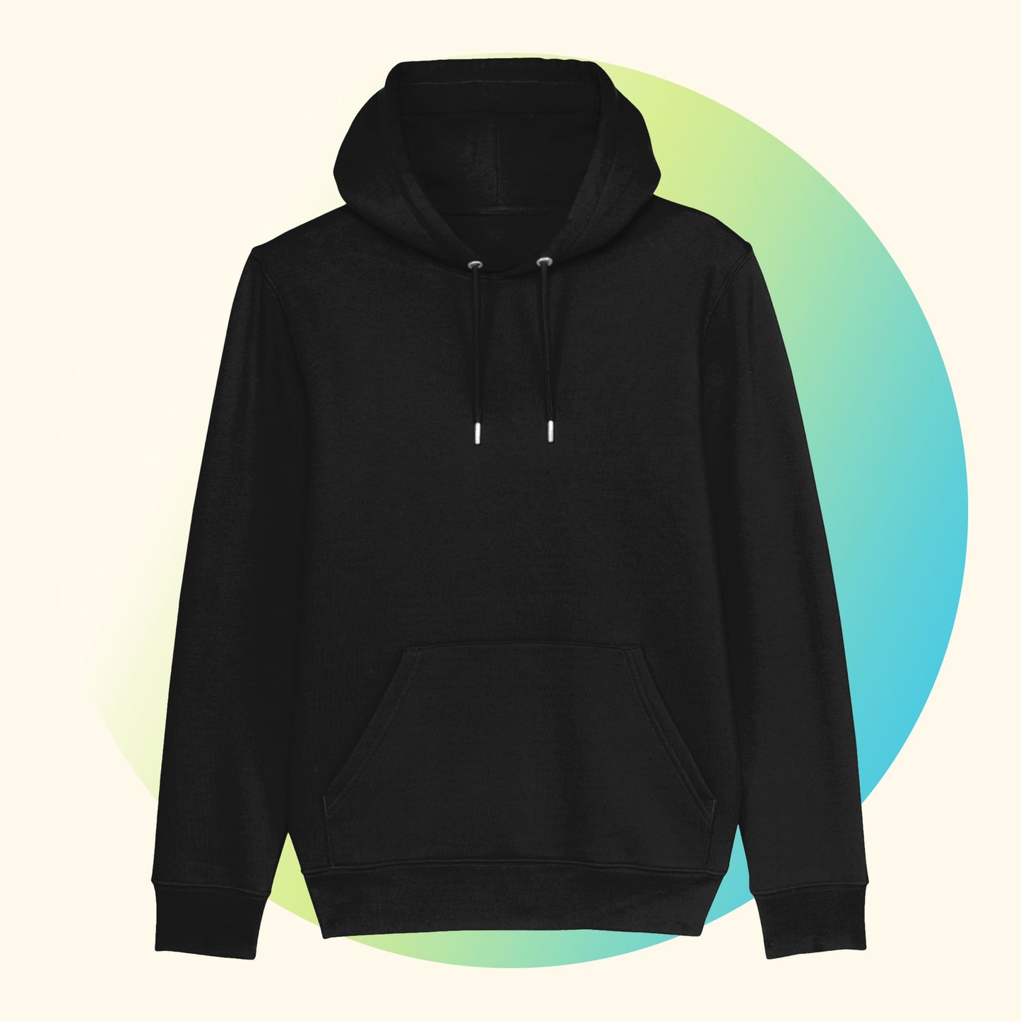 Zwarte Koffie Hoodie met grappige koffie quote Hey You Looking Good. Vooraanzicht.